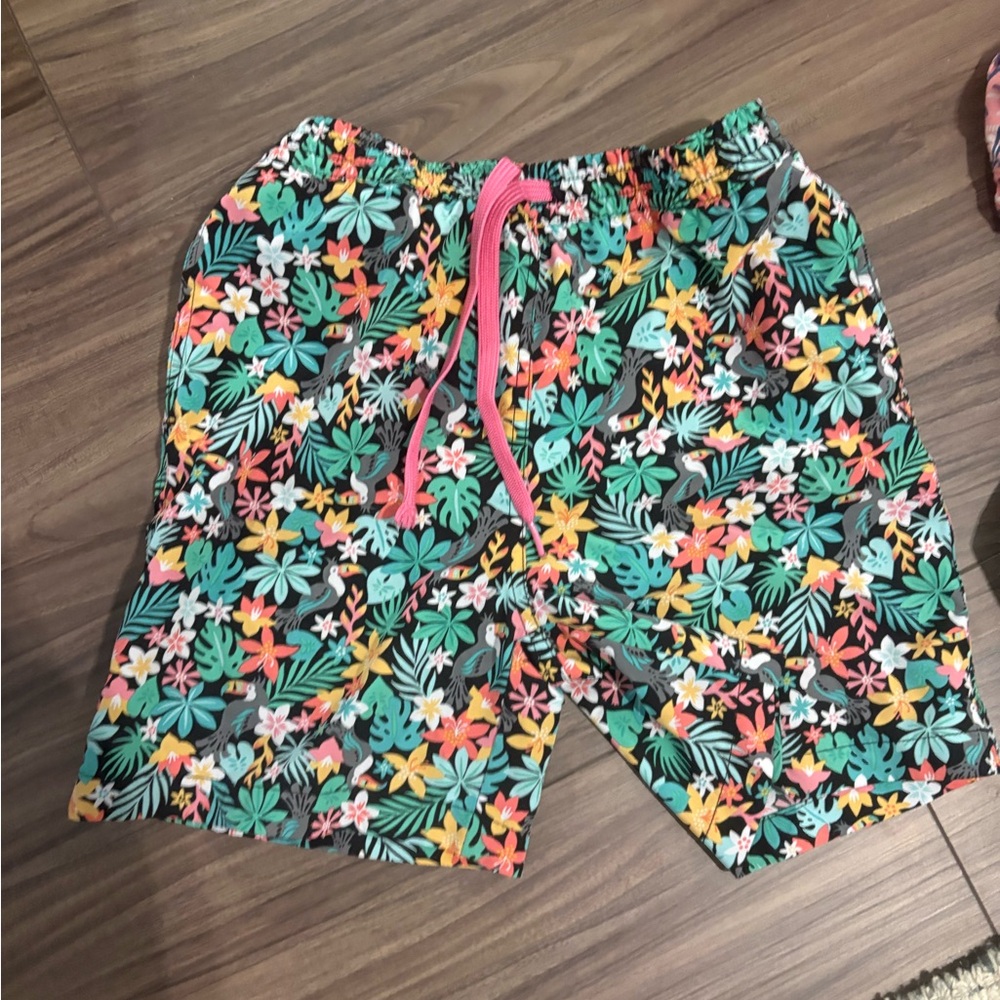 Chubbies size M 10/12 bloomerang Print Drawstring swim trunks tropical floral